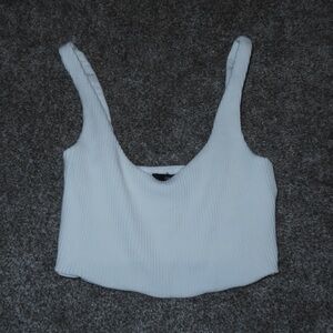 White Ribbed Women's Top